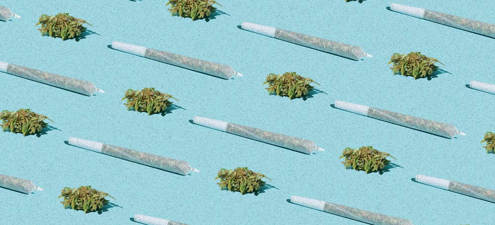 Cannabis Joints & Cannabis Flower Buds in a pattern