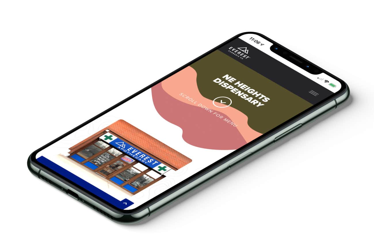 mock up of everest cannabis co website on smart phone