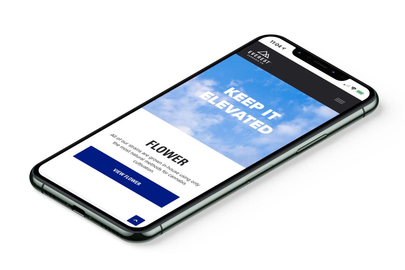 mock up of everest cannabis co website on smart phone