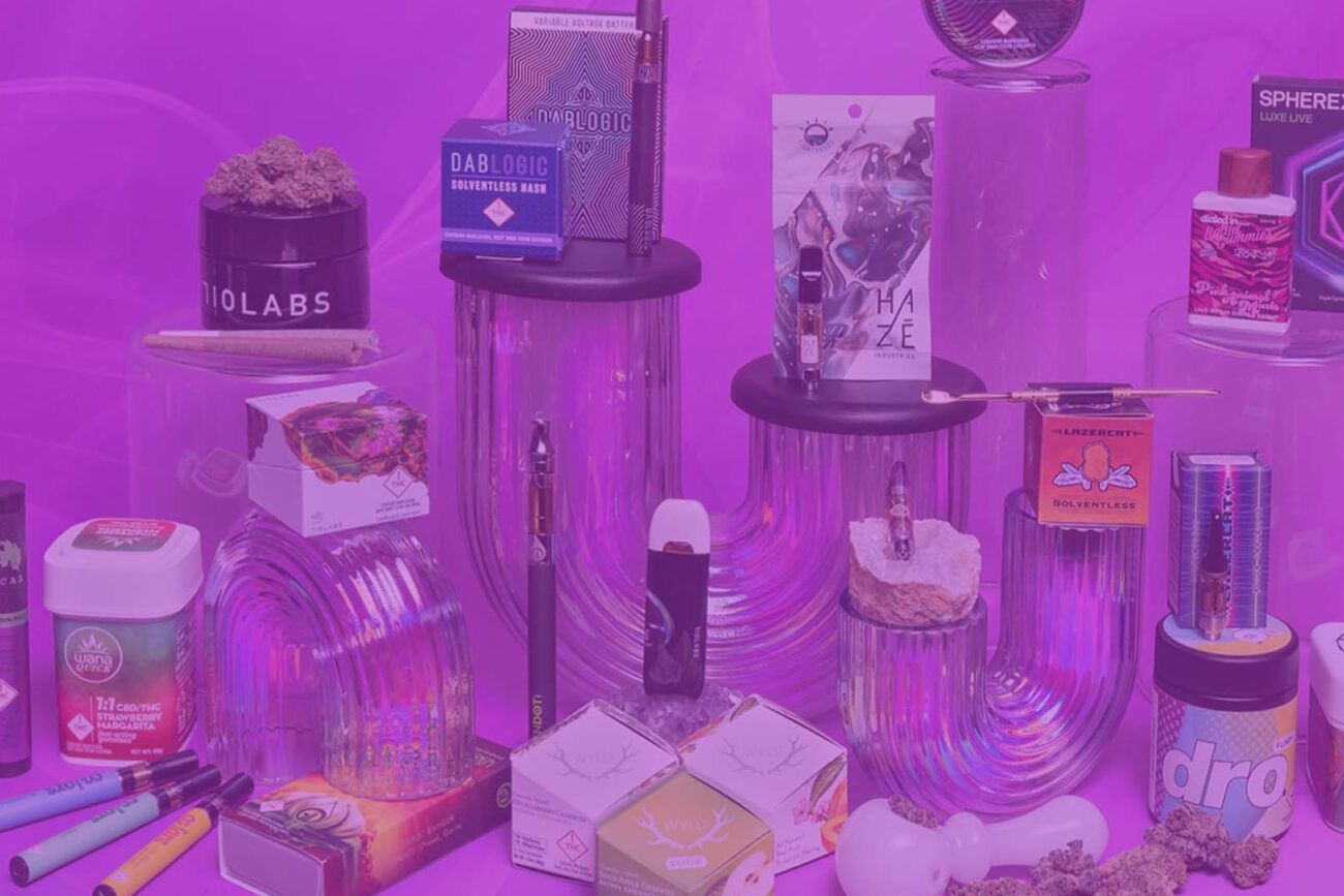 Display of cannabis products for a dispensary marketing case study focused on email segmentation.
