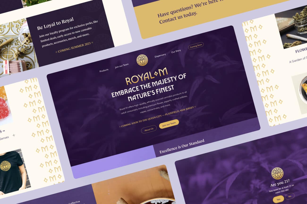 Royal M Dispensary Website Pages on Desktop