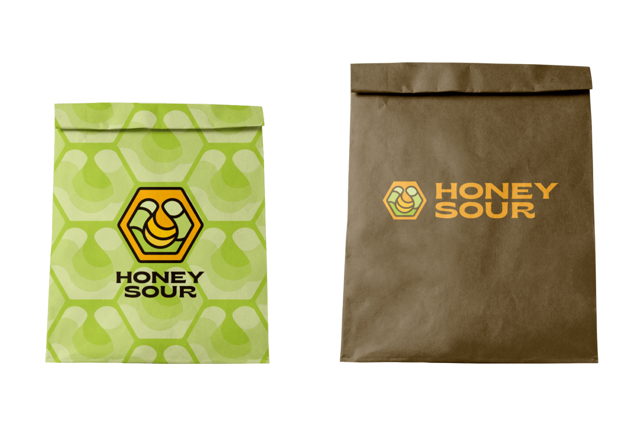 Honey Sour Logo design on paper bags