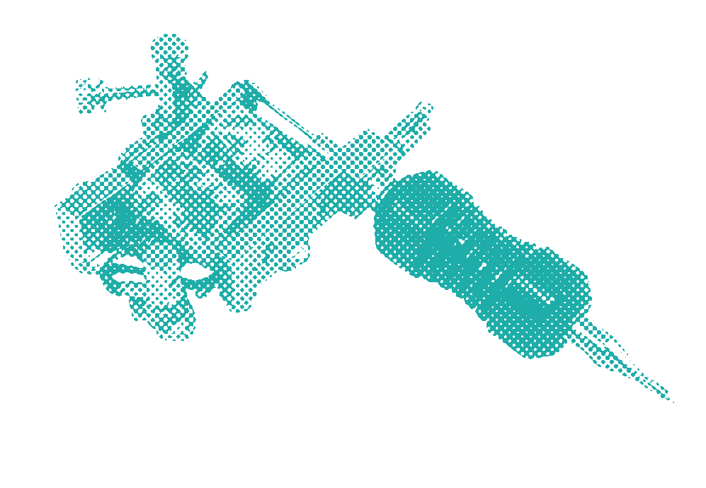 turquoise halftone dots of a Tattoo Machine